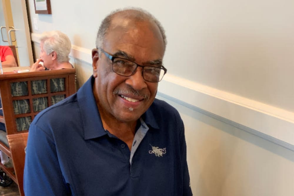 Smiling resident at Anthology of Beaverton in Beaverton, Oregon