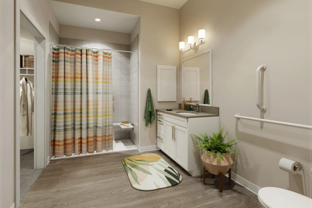 Resident apartment bathroom at Anthology of The Arboretum in Austin, Texas