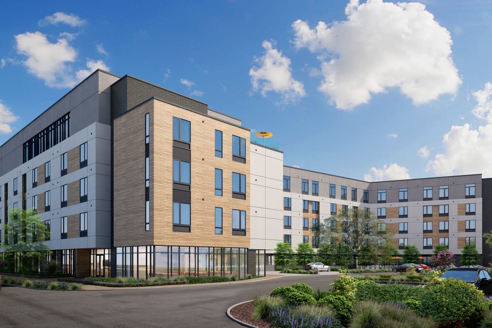 Exterior rendering of building at Anthology of The Arboretum in Austin, Texas