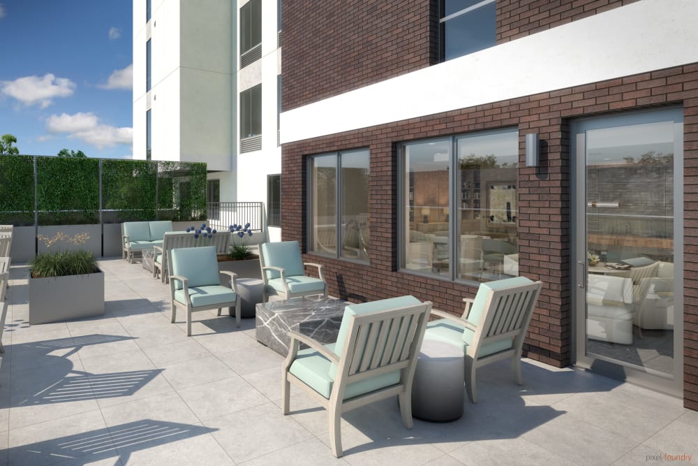 Outdoor seating at Anthology of Highland Park in Dallas, Texas