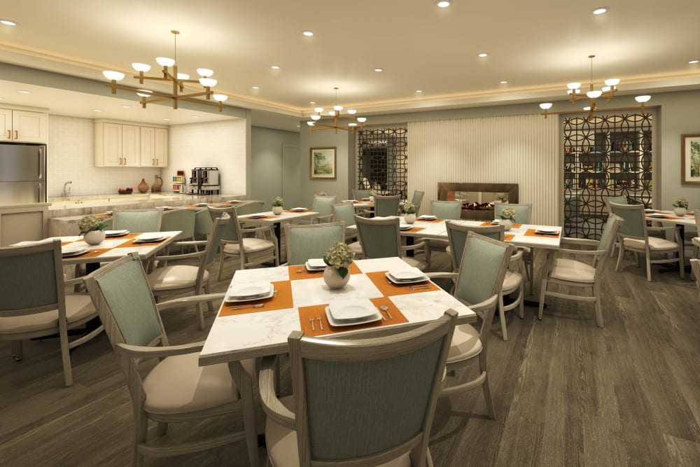 Dining room at Anthology of Highland Park in Dallas, Texas