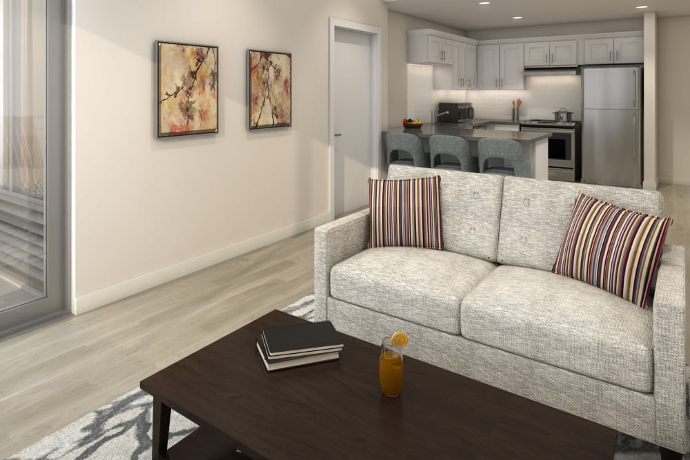 Resident apartment living room at Anthology of Highland Park in Dallas, Texas