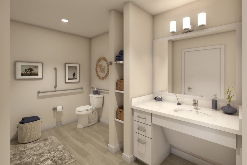 Apartment bathroom at Anthology of Highland Park in Dallas, Texas
