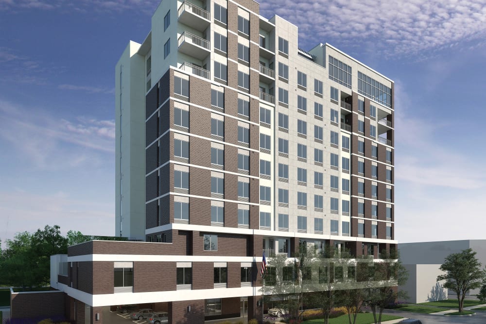 Exterior rendering of building at Anthology of Highland Park in Dallas, Texas