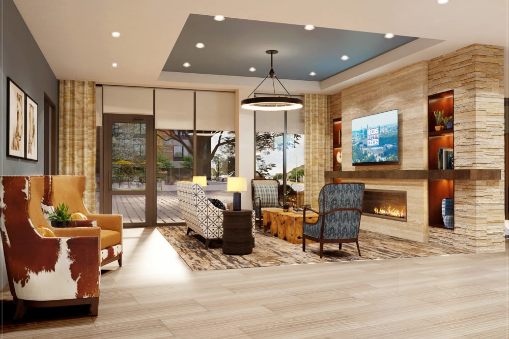 Reception and lounge area at Anthology of The Arboretum in Austin, Texas